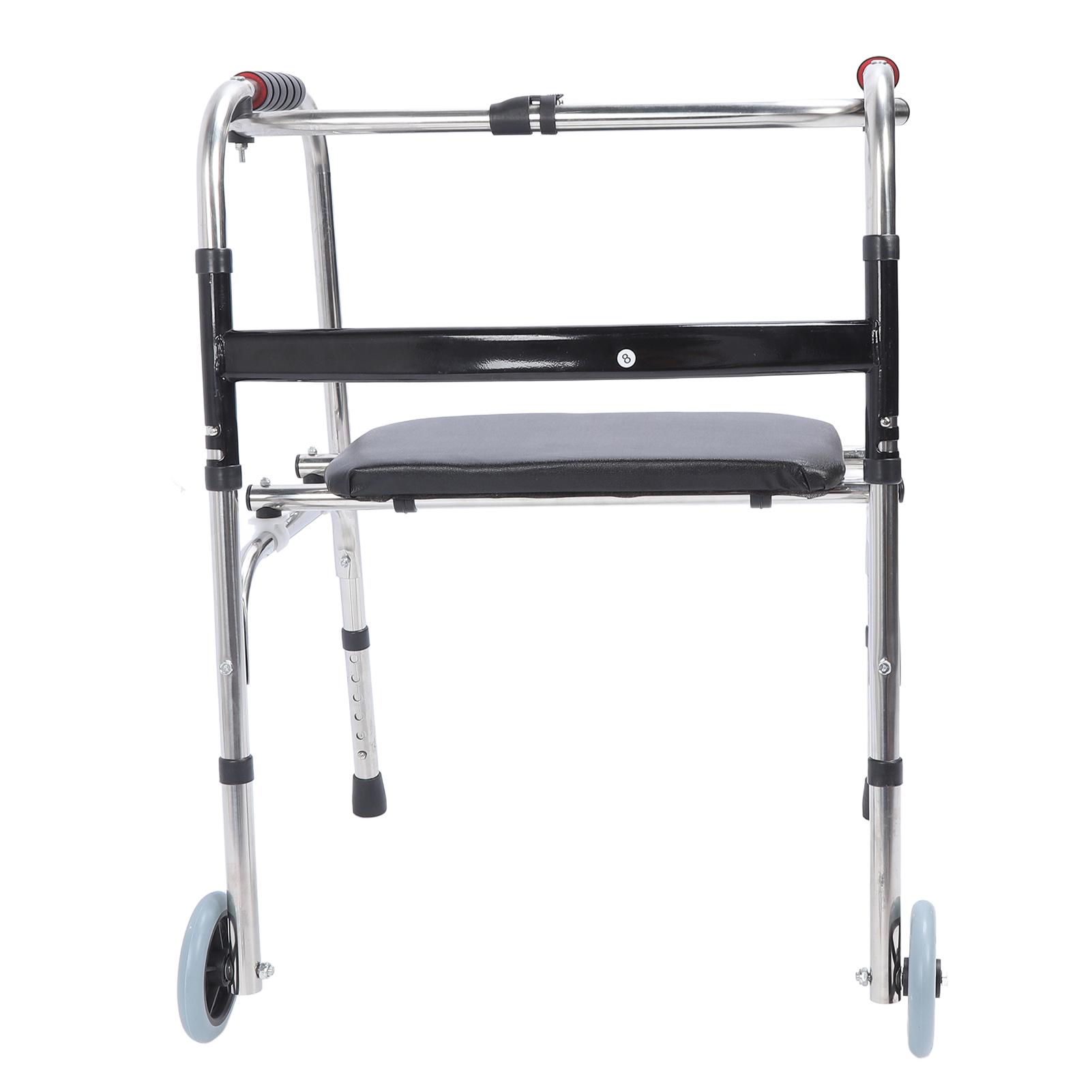 

Складные ходунки-роллаторы с вращающимися передними колесами, съемным мягким сиденьем, рамой из нержавеющей стали 6