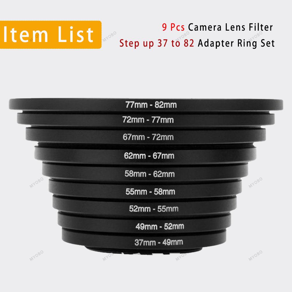 

18 шт. набор переходных колец для фильтров, набор переходных колец для объектива камеры, набор металлических переходных колец 37-82 мм 82-37 мм для крепления объектива камеры DSLR