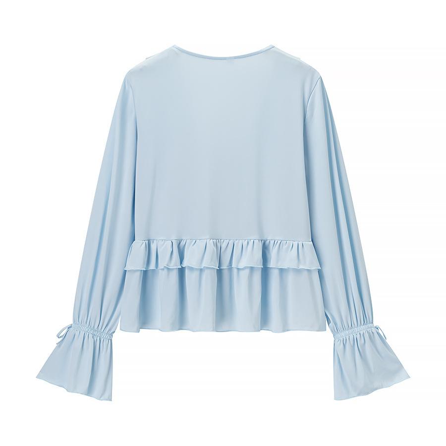 European and American style French women's clothing fashion laminated decorative ruffle edge French suit dress