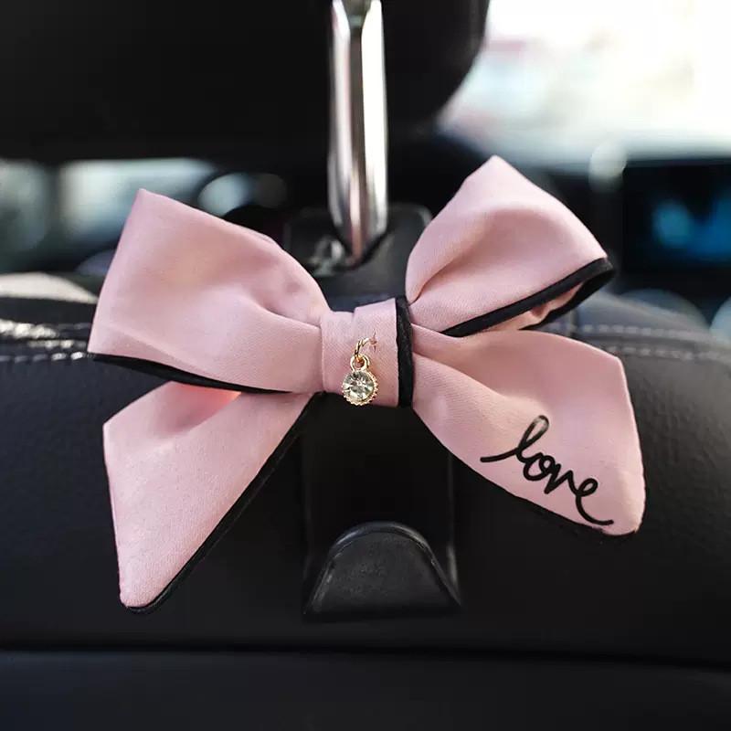 Creative Car Butterfly Bow Hook Multi-functional Backseat Hook For Car Interior Abs+cloth Bow Black Love Butterfly Bow Black Hook
