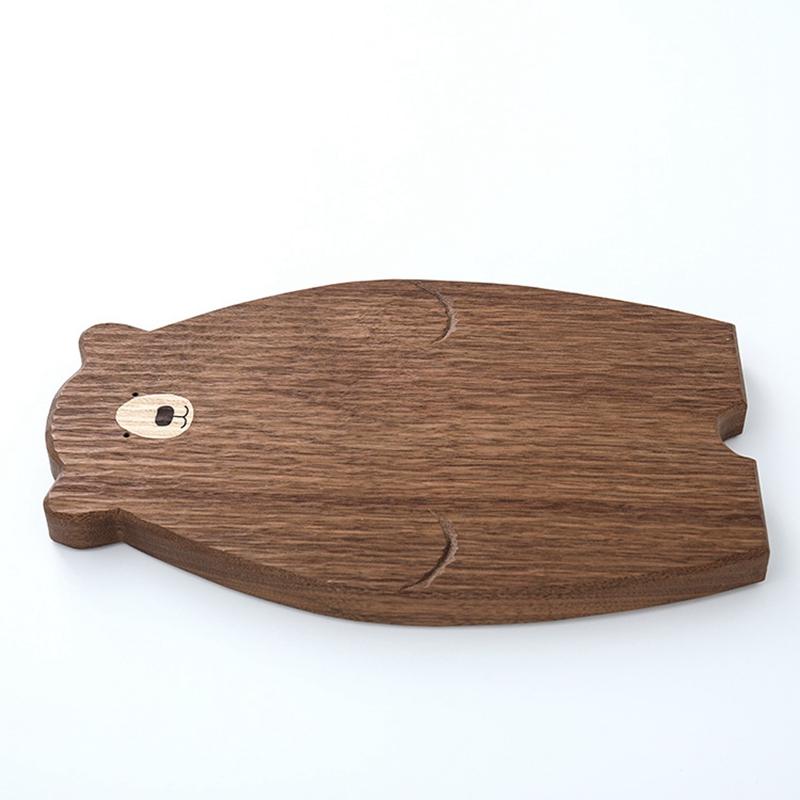 Wooden Board Cutting Board Cute Bear-Shaped Bread Tray Black Walnut Kitchen Board