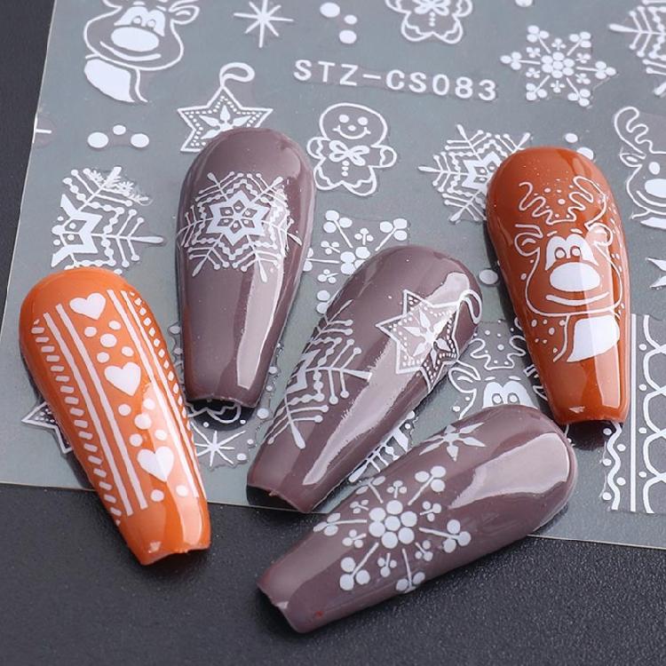 Christmas Nail Stickers 3D Xmas Design Self-adhesive Nail Decals Nail DIY Decor