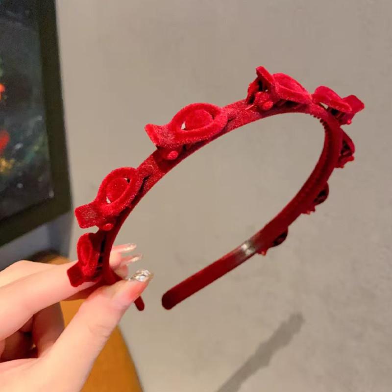 

Женская флокированная плетеная повязка на голову Простая заколка для непослушных волос Модная повязка для умывания для девочек красный
