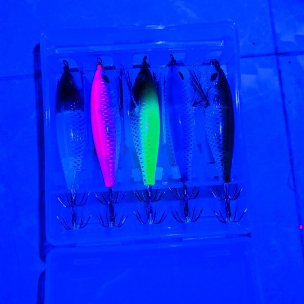 5pcs UV Tinsel Squid Jig Lure 5Pcs Per Set Saltwater Squid Lure Sharp Eging Bait  Saltwater Fishing