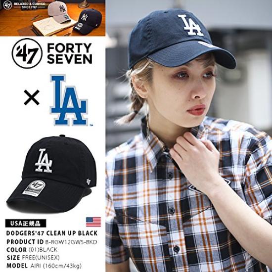 47BRAND Low Los Angeles Dodgers Collaboration MLB Major League Baseball Authentic Size F [B-RGW12GWS-BKD] Cap, Cap, (01) Black,