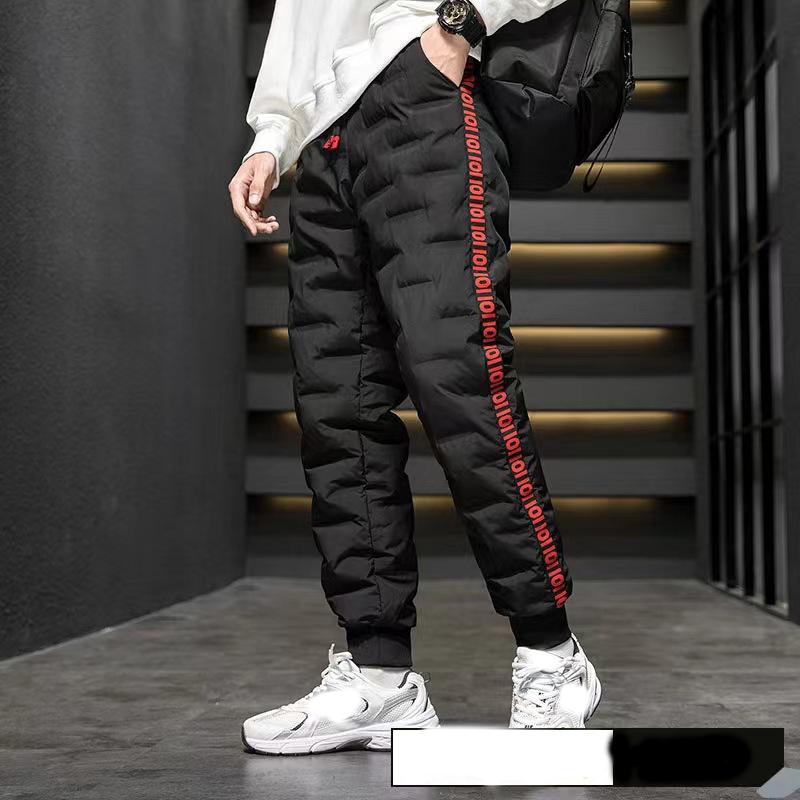 Down Padded Men's Pants Drawstring Warm Padded Sweatpants Loose Jogging Pants Thickened Warm Cotton Pants Thermal Down Trousers