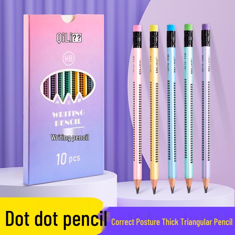 Children s Triangular Grip Writing Pencils, Anti-Slip Dots, Set of 10 HB