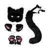 Animal Cosplay Set Plush Fox Ears Headband and Paw Gloves Halloween Costume for Role Play Party