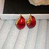 2024 Exquisite High-End Retro Silver Needle Red Heart Flower Earrings for Women