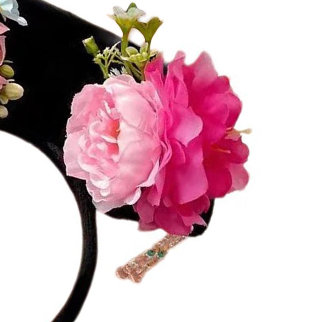 Classical Qings Princess Headband for Female Vintage Flower Hairband Chinese Costume Hairhoop Roleplay Party Hair Decors