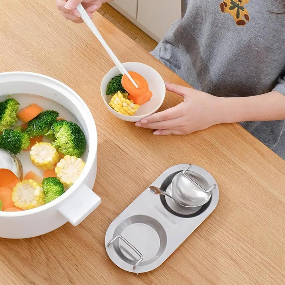 Stainless Steel Colander Storage Rack Double Hole Spoon Rest Serving Spoon Rack  Tableware