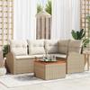 VidaXL 5-Piece Garden Sofa Set with Beige Cushions In Poly Rattan Acacia 3347575
