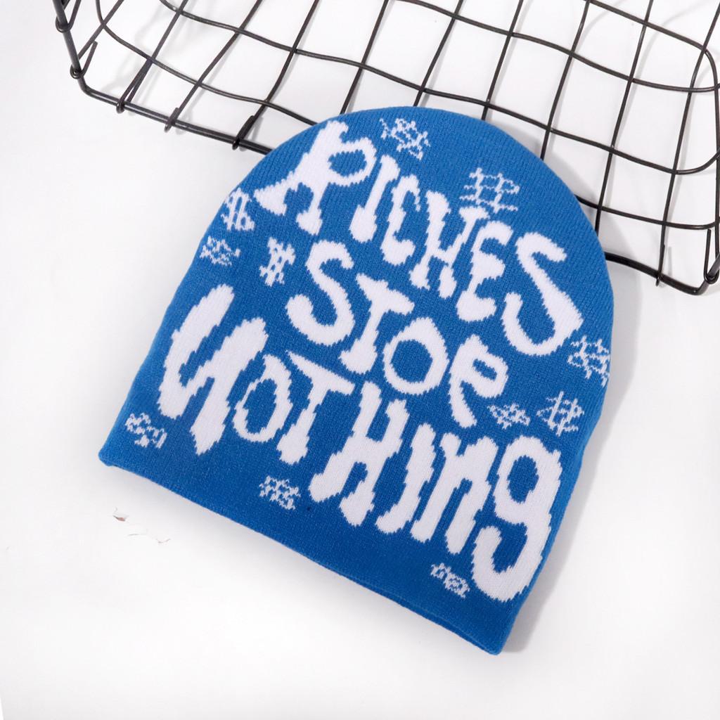 Cap Autumn Knit With Letter Embroidery Design For Casual Street And Wear Sports