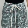 Elastic Waistband Pockets Female Shorts Straight Camouflage Print Drawstring Loose Shorts Streetwear