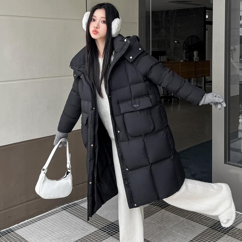 

Женская куртка средней длины из хлопка с пухом на зиму Новая модная корейская версия Карман Утолщенная хлопковая куртка Легкая роскошная куртка с длинным рукавом L