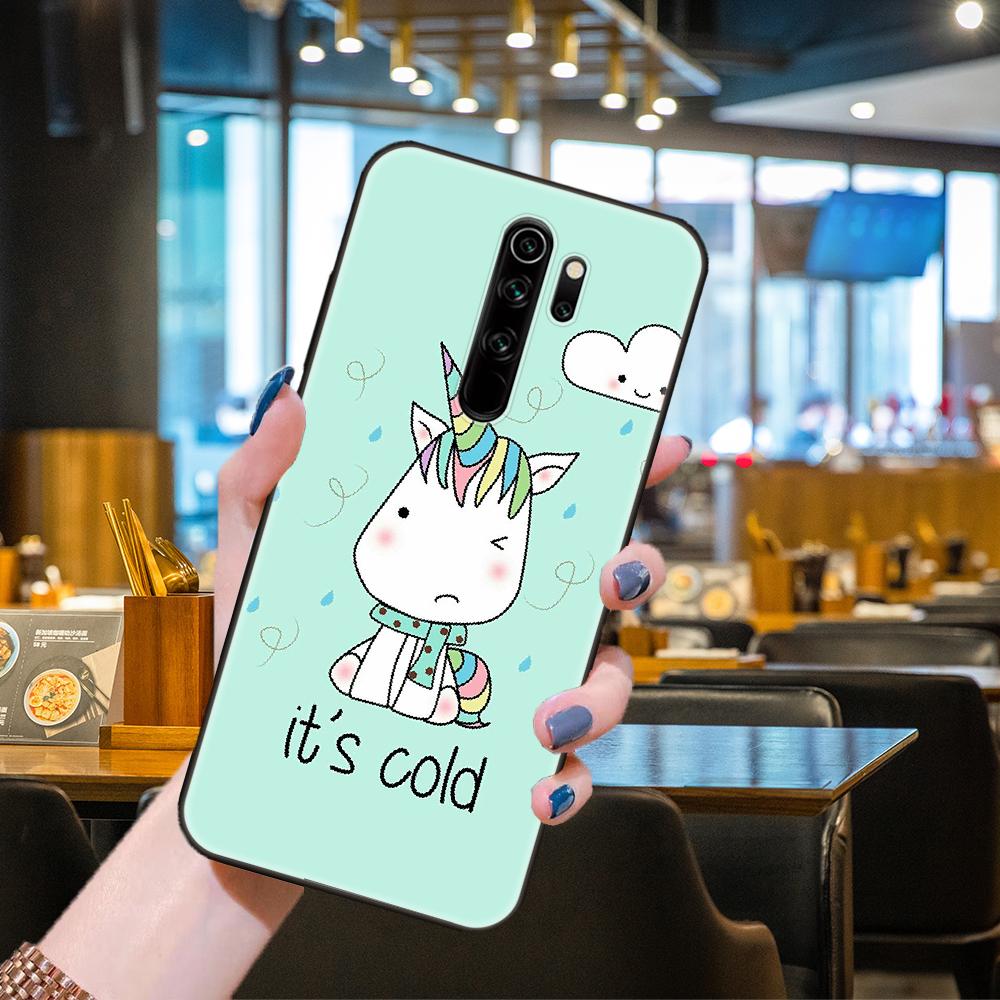 

Чехол для телефона Xiaomi Redmi 6 7 8 9 A Pro Redmi Note 10 Pro 5G 8 8T 9 9S 7 6 5 Pro, черный чехол, трендовый мультфильм с единорогом Redmi 9A