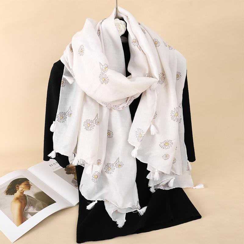 90*180CM New Fashion Printed Soft Linen Cotton Scarf Shawls Abstract Floral Tassel Viscose Scarves Lady High Quality Long Hijab