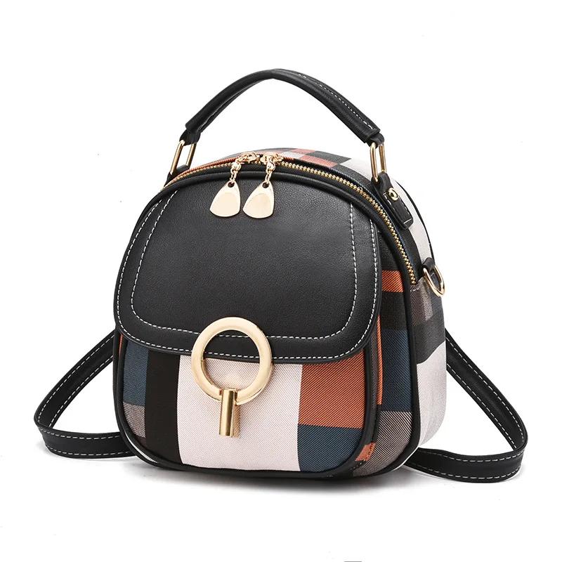Women's Bag New One-shoulder Portable Double-shoulder Fashi Trend Plaid Backpack Luxury Handbags Women Bags Designer