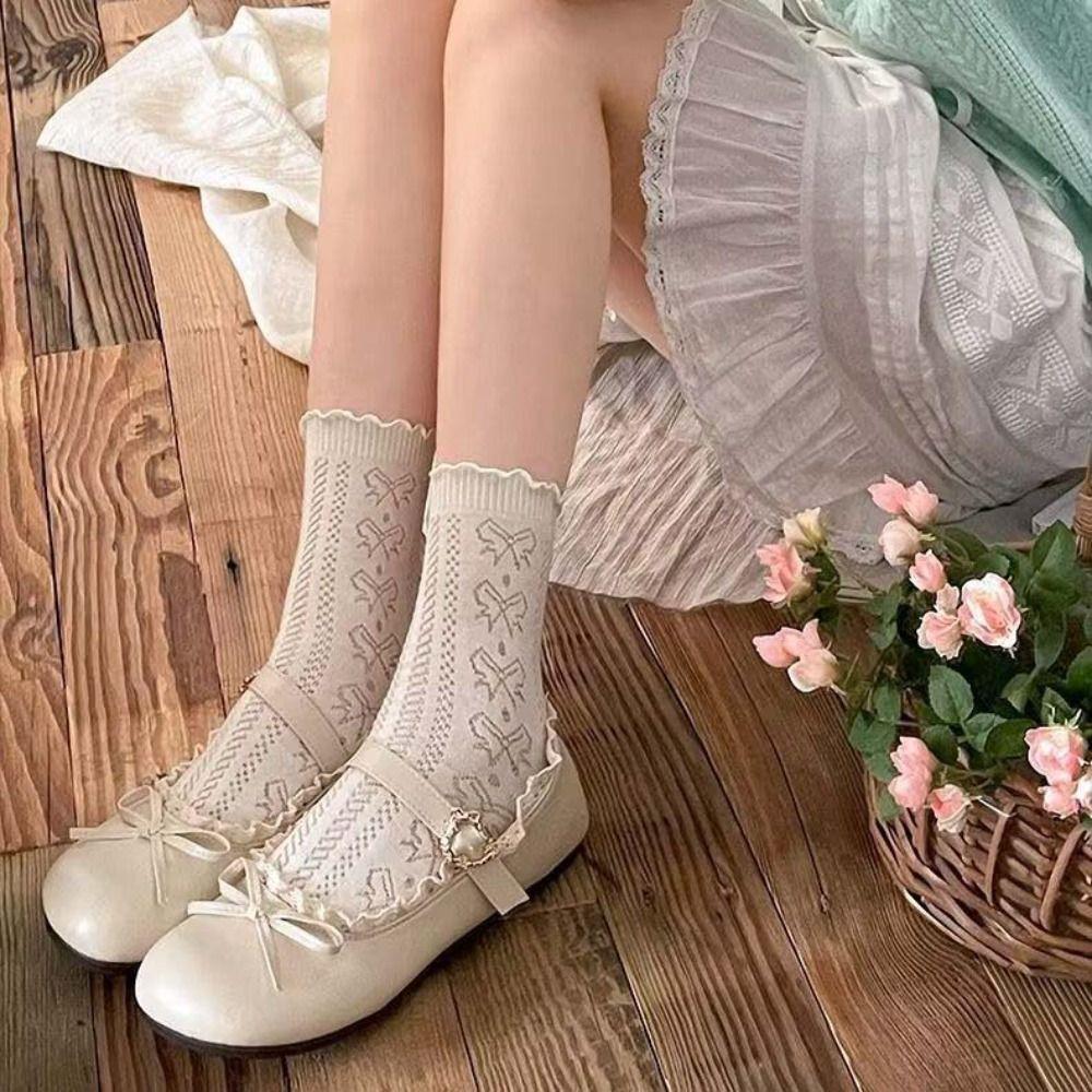 Lolita Couro PU Sapatos JK Planos Laço Doce Slip-on Mocassins Sola Macia Renda Franzido Sapatos Mary Jane Femininos