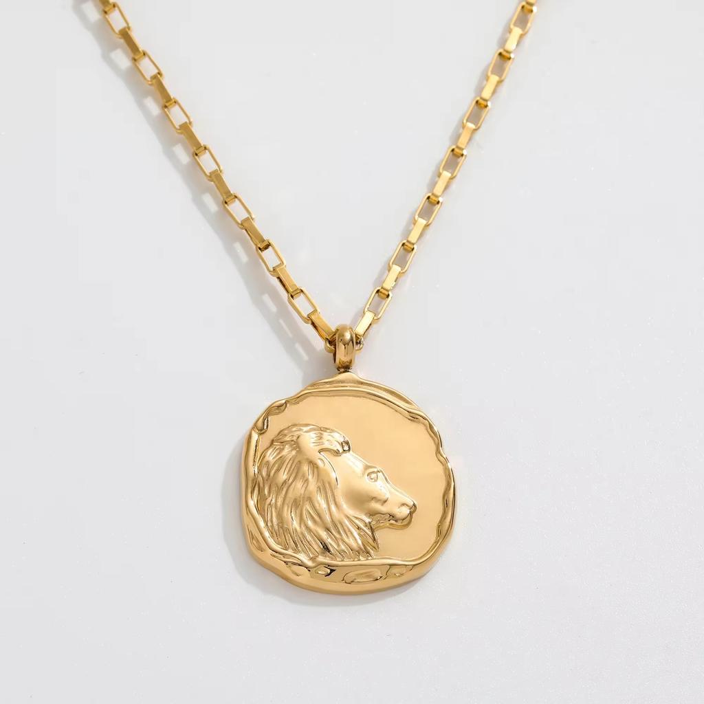 JOOLIM High End 18k PVD Gold Plated Stainless Steel  Cast Round Coin Sign Zodiac  Horoscope Necklace