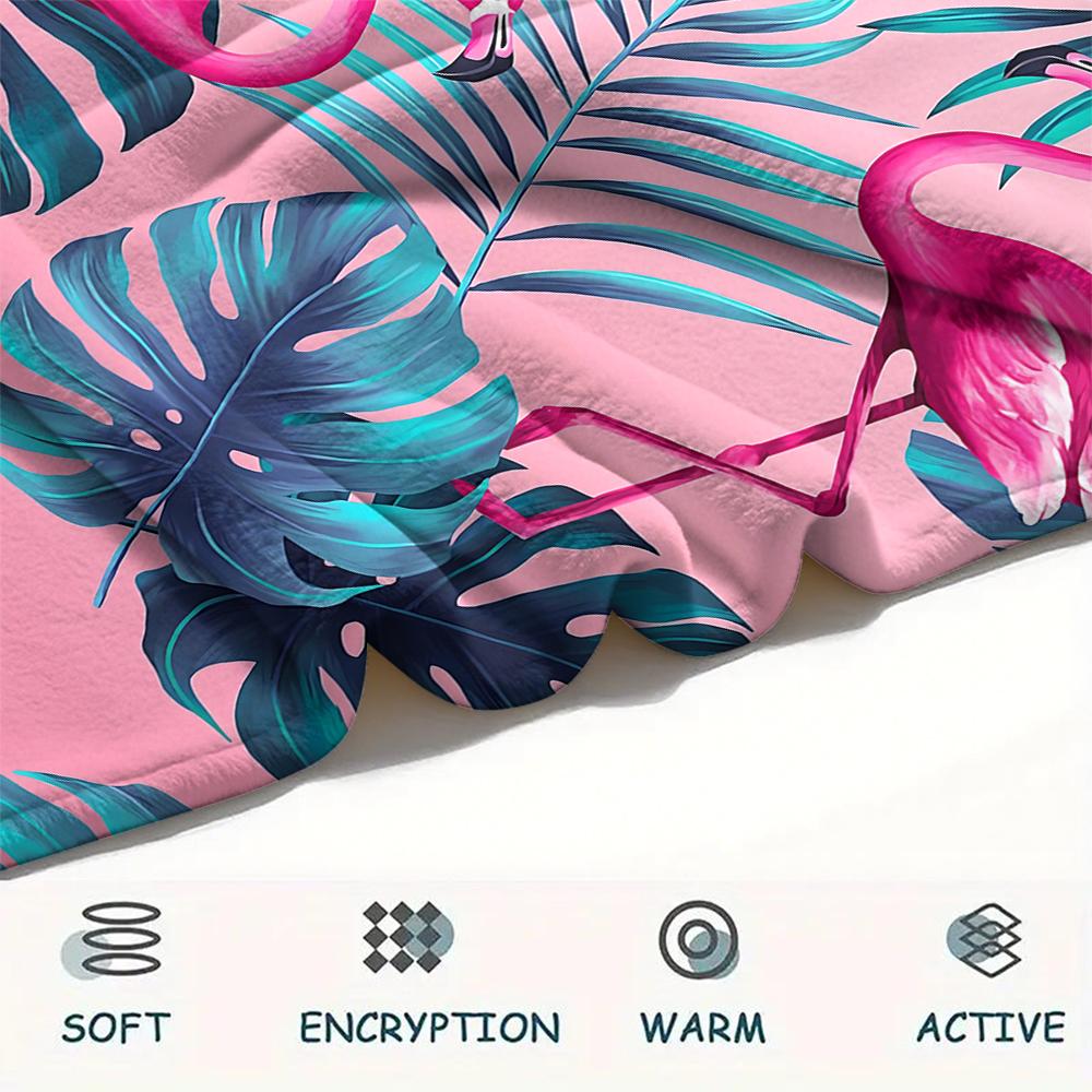1Pc Flamingo Print Flannel Blanket, High quality Comfortable for All Seasons, Home Decor, Warmth and Comfort, Perfect for Christmas Gifts