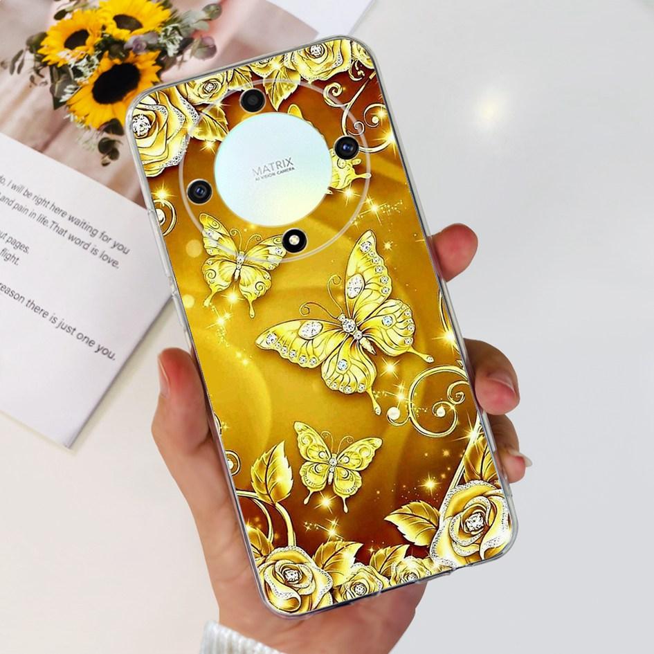 For Honor X9b 5G Case ALI-NX1 Popular Flower Soft Clear Silicon TPU Cover For Honor X9a RMO-NX1 HonorX9 ANY-NX1 Shockproof Funda