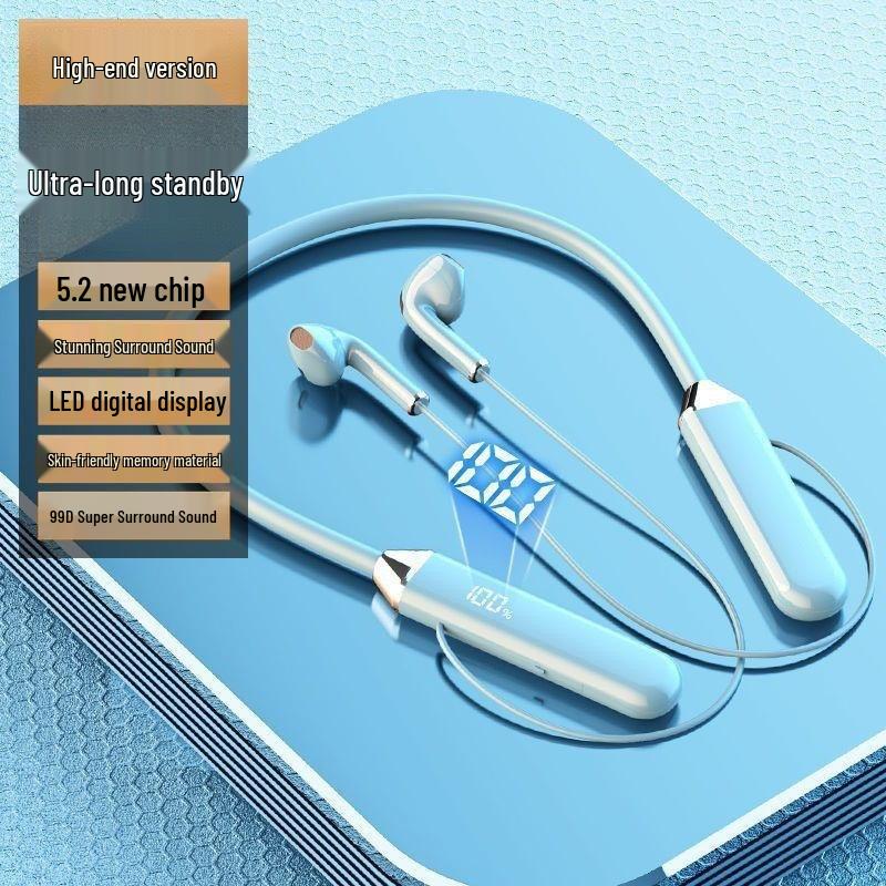Hanging Neck Bluetooth Sports Earphones with Long Battery Life & Digital Display