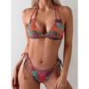 Women's Bikini Suit New Summer Sexy Floral Double Spaghetti Straps Two Piece Swimming Set Ladies Bathing Suit