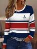 Women's Striped Long Sleeve Crew Neck T-Shirt (Fall/Winter)