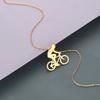 Kinitial Fashion Charm Bicycle Bike Rider Pendant Necklace for Mens Women Stainless Steel Chian Necklaces Jewelry Collares