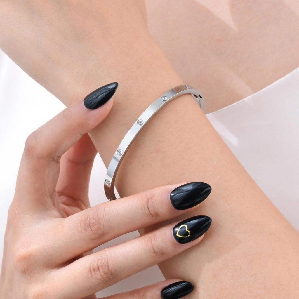 Classic Luxury Crystal Bracelet Bangles for Women Stainless Steel Silver Color Waterproof Jewelry Gifts for Girlfriend Mom Wife