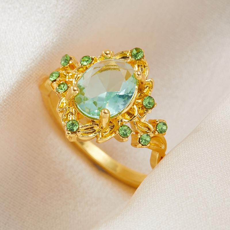 Elegant Luxurious Style Women'S Ring With Artificial Zircon Inlaid Flower Ring Suitable For Daily Party Jewelry Holiday Gifts