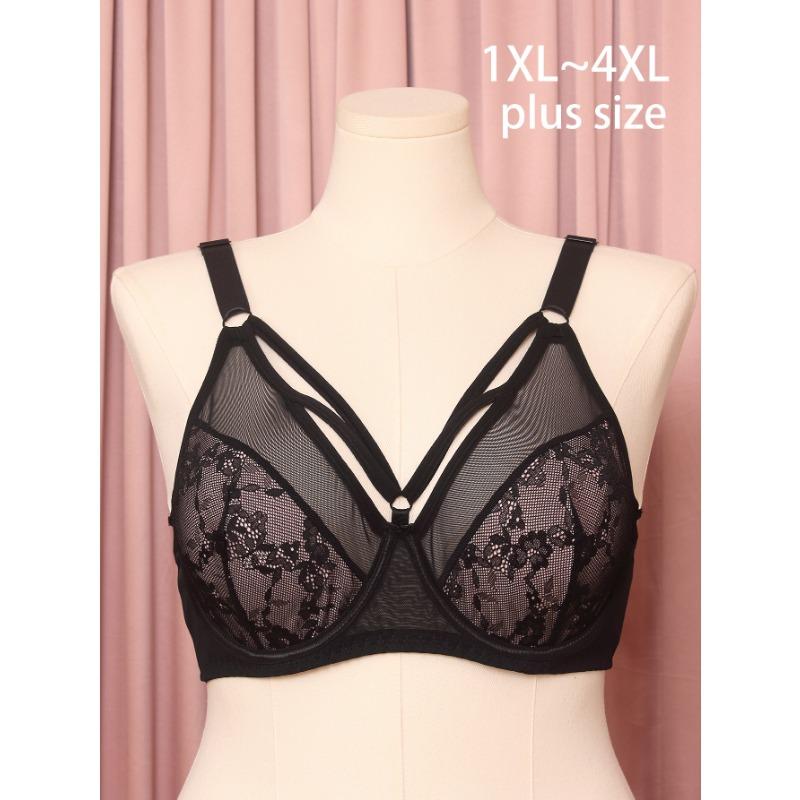 Plus Size Lace Full Cup Bra Breathable Underwear For Women