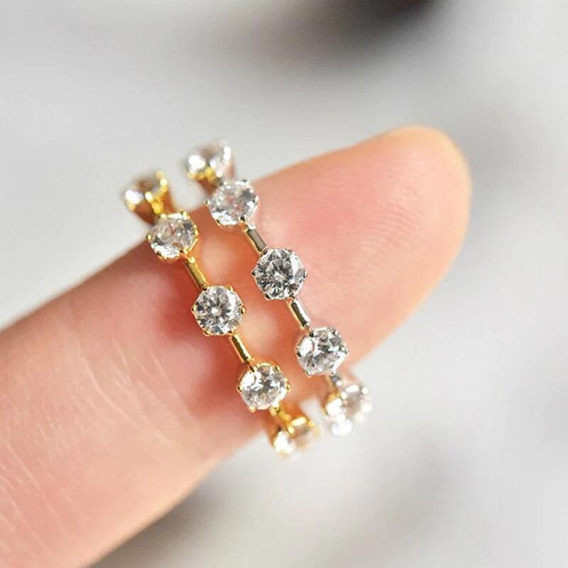 1Pc Stylish Minimalist Design Ring Ultra-thin Layered Synthetic Zircon Ring, Suitable for Gift Giving and Multi-functional Tail Ring