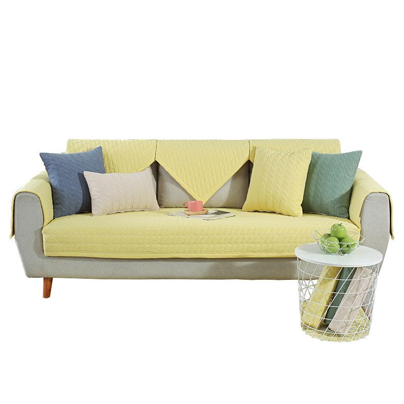 Solid Color Striped Cotton Sofa Cushion Four Seasons Non-Slip Bay Window Cushion Sofa Cover Seat Cushion Sofa Cover