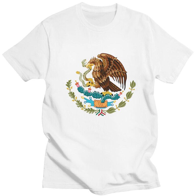 Custom Mens Coat Of Arms Of Mexico T Shirts ShortSleeve Cotton Tshirt Leisure Mexican Flag Seal Tee Loose Fit Clothing