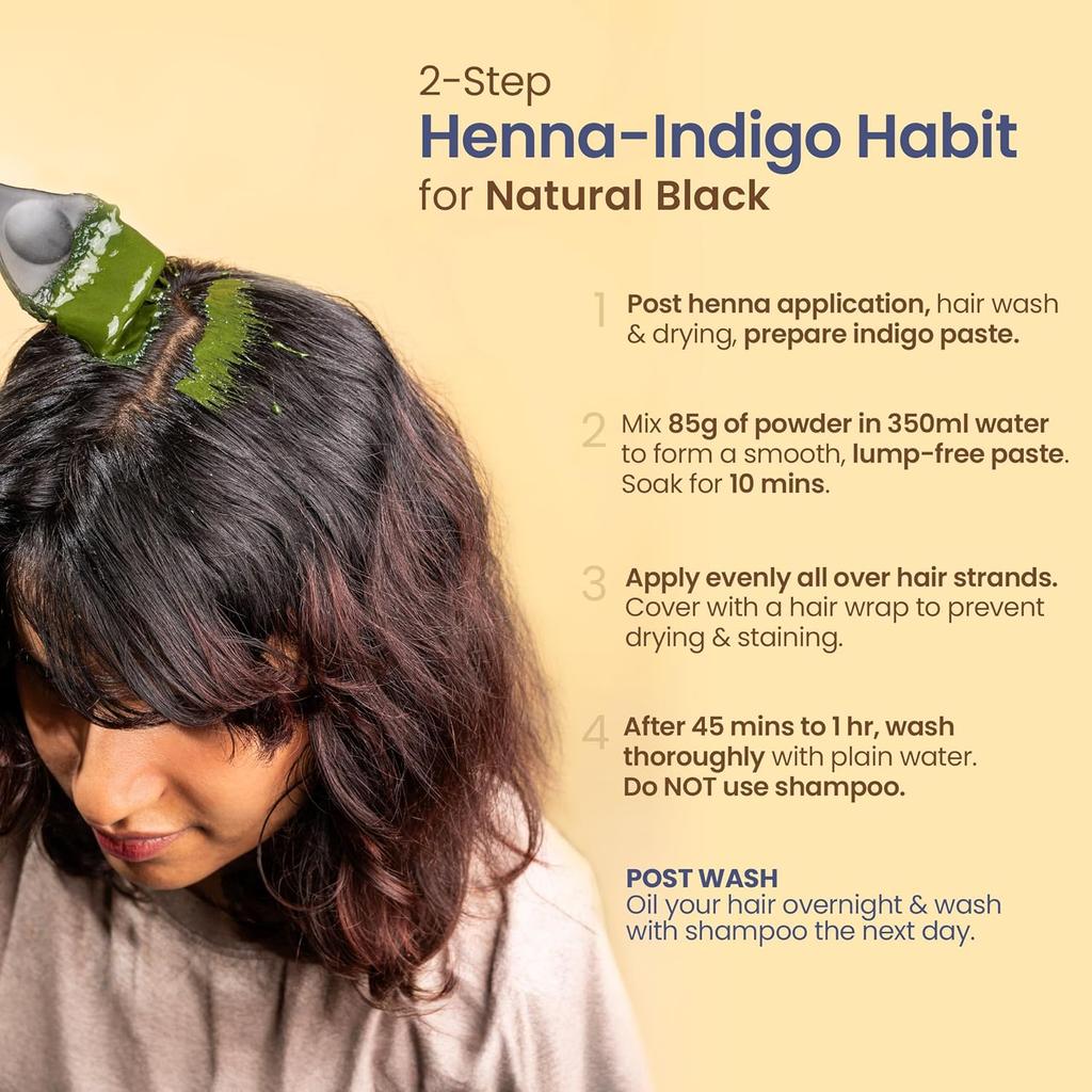 Nat Habit Organic Indigo Powder For Natural Black Hair Color HUFA Technology Chemical Free Deep Conditioning 170g Pack Of 1