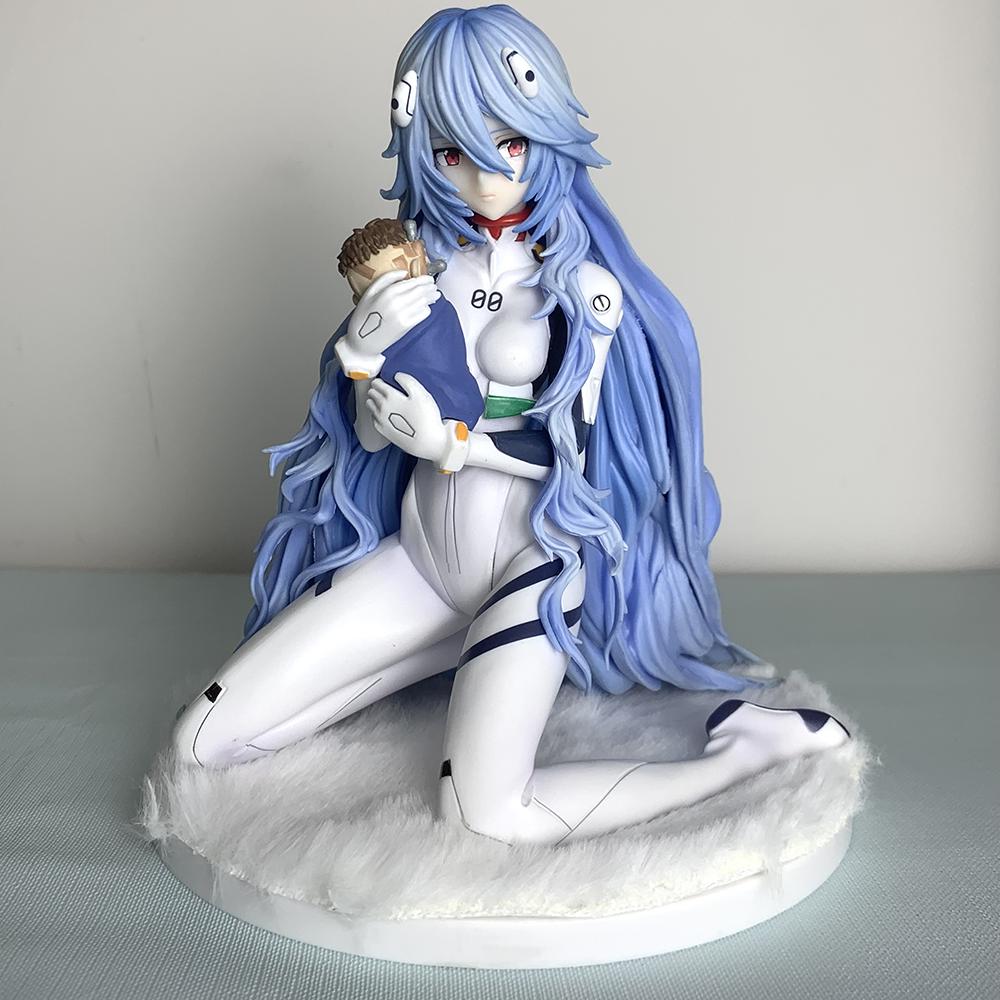 

16CM Anime Shin Evangelion Gekijouban Ayanami Rei Figure Long Hair Ver Sitting Model Toy Gift Collection Action PVC 1/7 Poseable Articulated Scale With box