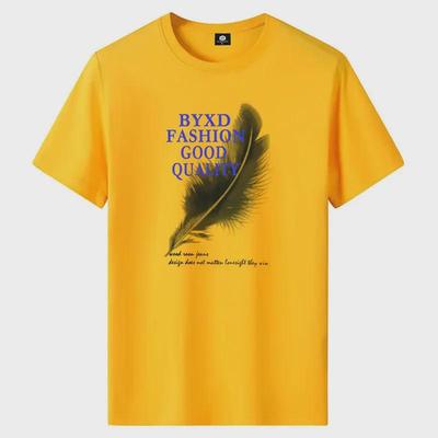 Herren Sommer-T-Shirt aus Baumwolle im Hongkong-Stil mit Grafik, kurzärmlig, trendige lockere Passform, Rundhalsausschnitt