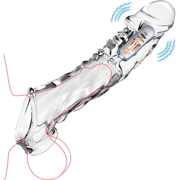 Penis Extend Sleeve Realistické dildo Kondomy Prodlužovač penisu Vibrátor Zpoždění ejakulace Mužské Dick Zvětšení Sexuální hračka pro dospělé Muže s delší výdrží