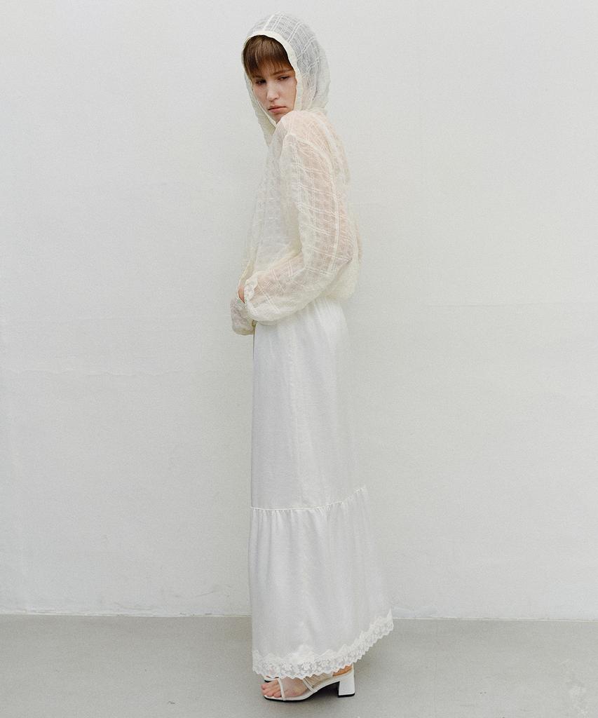 Enor Satin Lace Maxi Skirt - Ivory
