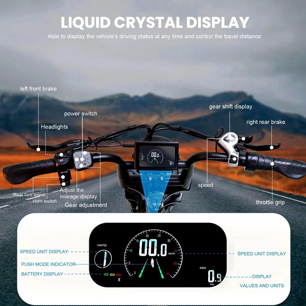 Electric bicycle F2 500W E-bike with 48V 13Ah battery, 16 inch tires, shoulder suspension, top speed of 45 kilometers per hour, mechanical disc brake