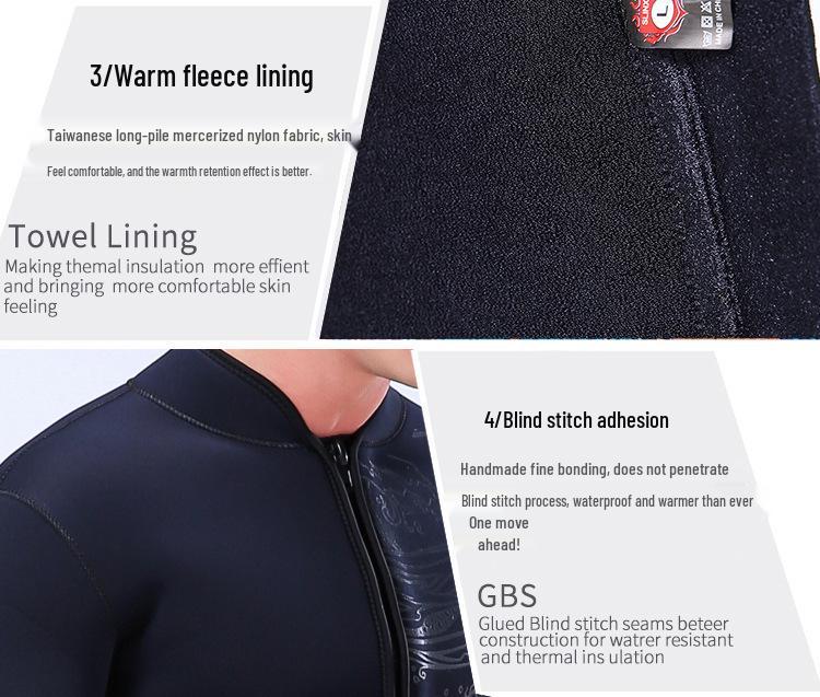 Slinx 5mm Fleece-Lined Split Wetsuit Jacket - Thickened Warmth for Diving & Surfing
