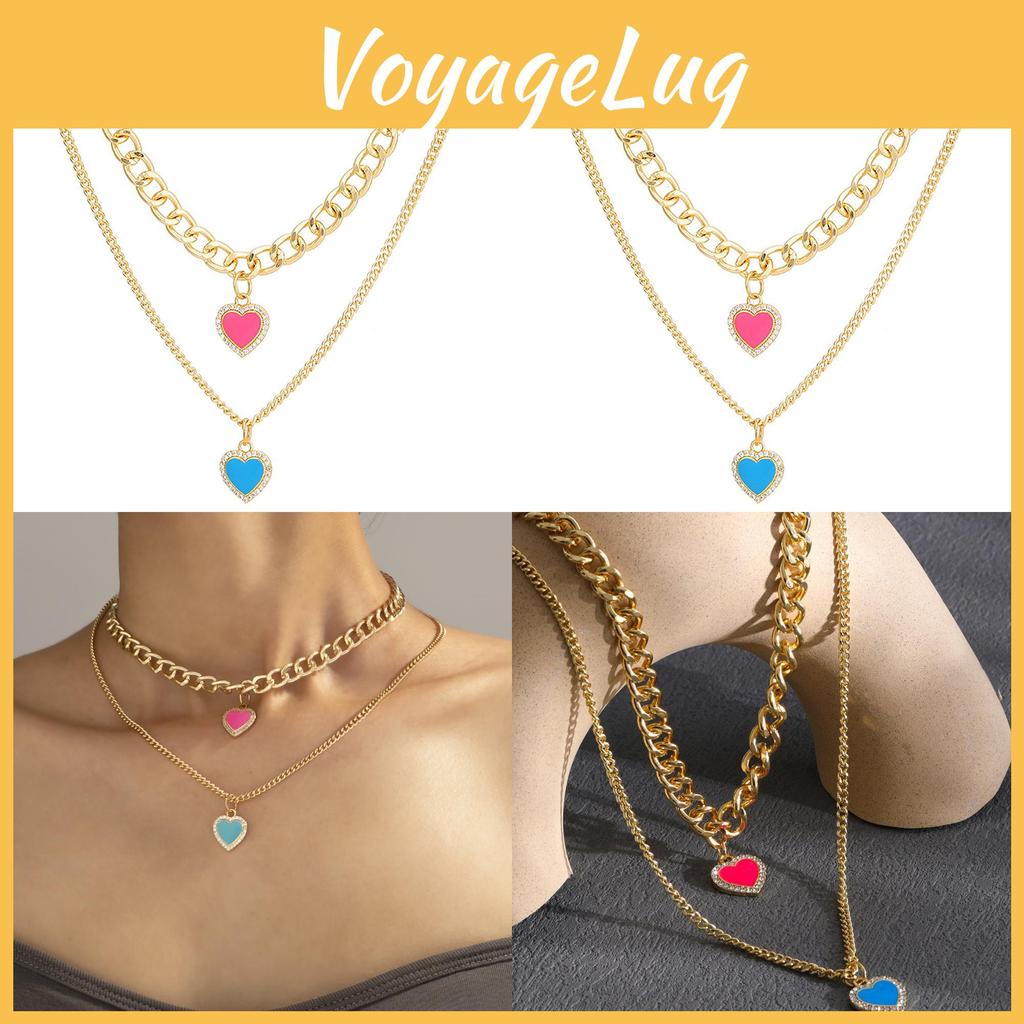 Elegant Multi-layer Heart Shaped Necklace For Women Chic Alloy Jewelry For Stylish Looks