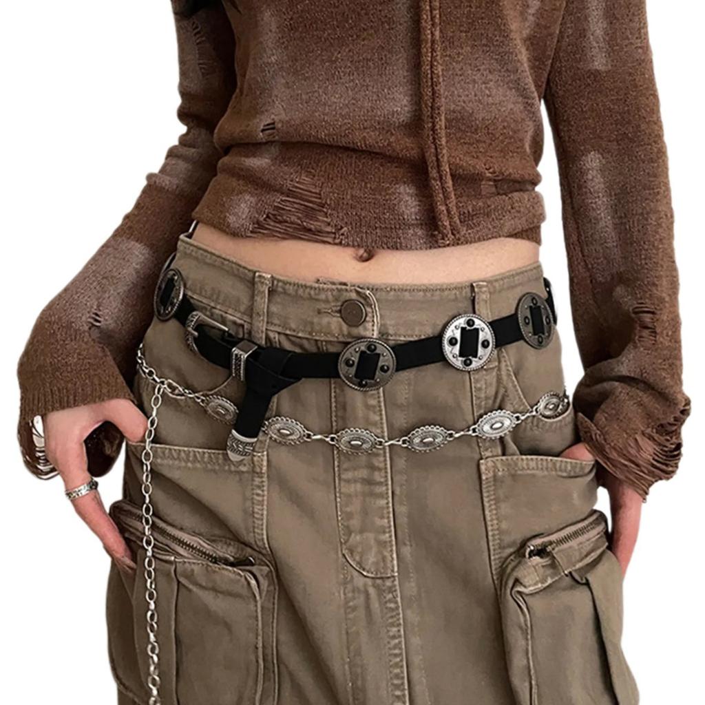 Bohemian Waist Belt for Pants Skirt Pin Buckle Waistband Vintage Carved Buckle Belt for Jeans Pants Waist Accessories