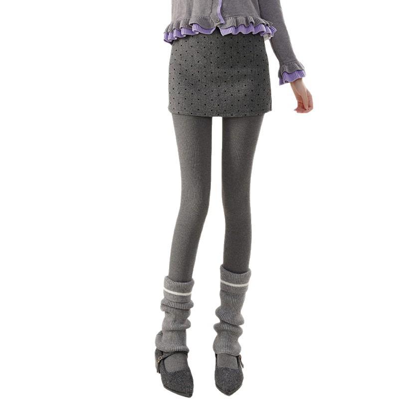 Ao Han Women's Grey Vertical Stripe Leggings for Autumn/Winter - Thick, Velvet-Lined, Hip-Lifting, Abdomen-Slimming Pantyhose