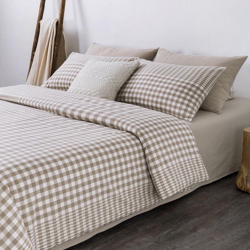 Пододеяльник Muji из стираного хлопка в клетку - Простой японский стиль 150x200