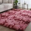 Rectangular Tie Dye Floor Mat with Gradient Plush Carpet, Nordic Style Bedroom Balcony Bay Window Carpet Floor Rugs
