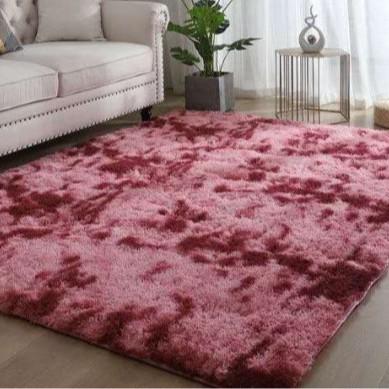 Rectangular Tie Dye Floor Mat with Gradient Plush Carpet, Nordic Style Bedroom Balcony Bay Window Carpet Floor Rugs