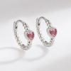 New  sterling  earrings love pink zircon earrings for women fashion jewelry gifts